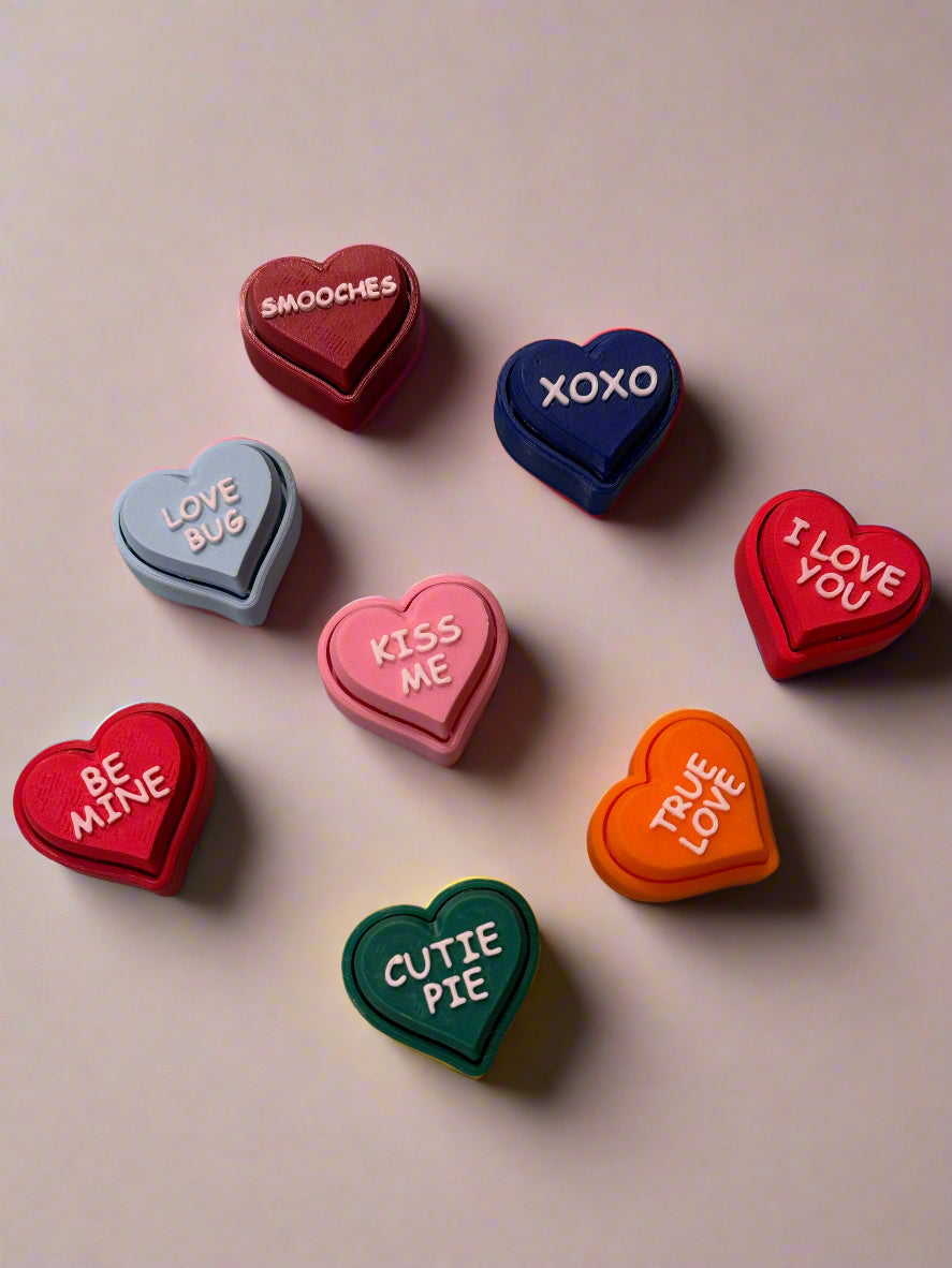 Set of 8: Variety Conversation Heart Fidget Clickers - Fun Stress Relief & Interactive Toys