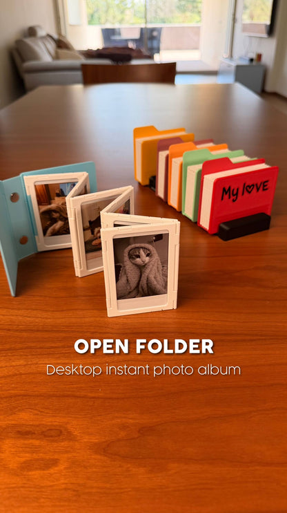 Open Folder Photo Album | 3D Printed Instax Mini Album | Retro Desktop Photo Holder | Magnetic Expandable Memory Folder