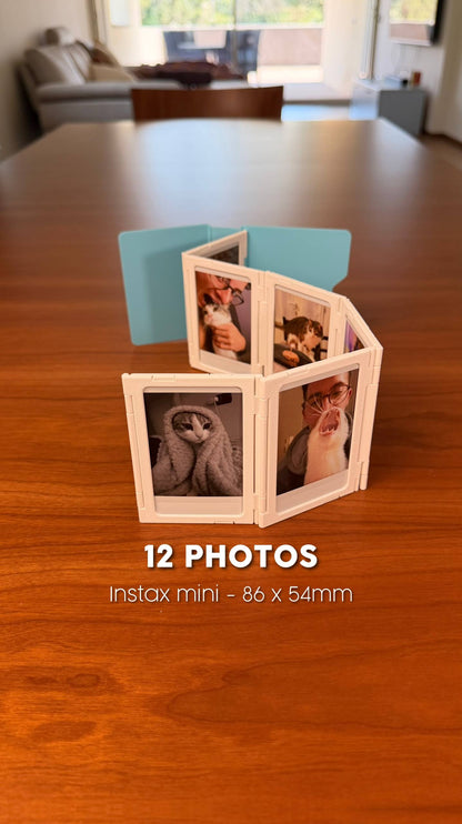 Open Folder Photo Album | 3D Printed Instax Mini Album | Retro Desktop Photo Holder | Magnetic Expandable Memory Folder