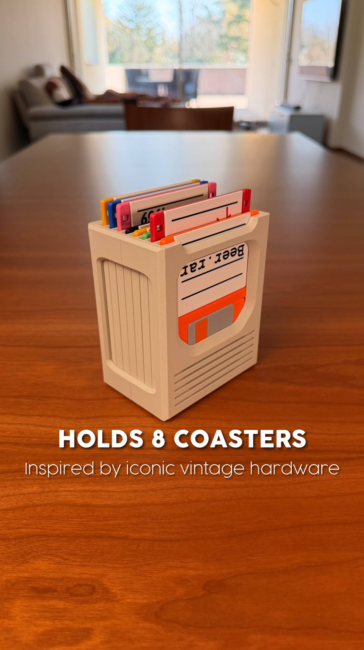 🖥️ Floppy Click -  Retro Coaster Holder Set | 3D Printed Floppy Disk Coasters | Desk Setup Accessories