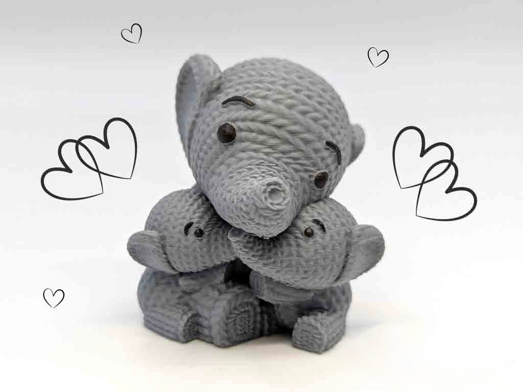 Knitted Elephant Mother & Babies – A Heartwarming Herd for Your Home 🐘❤️