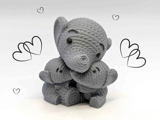 Knitted Elephant Mother & Babies – A Heartwarming Herd for Your Home 🐘❤️
