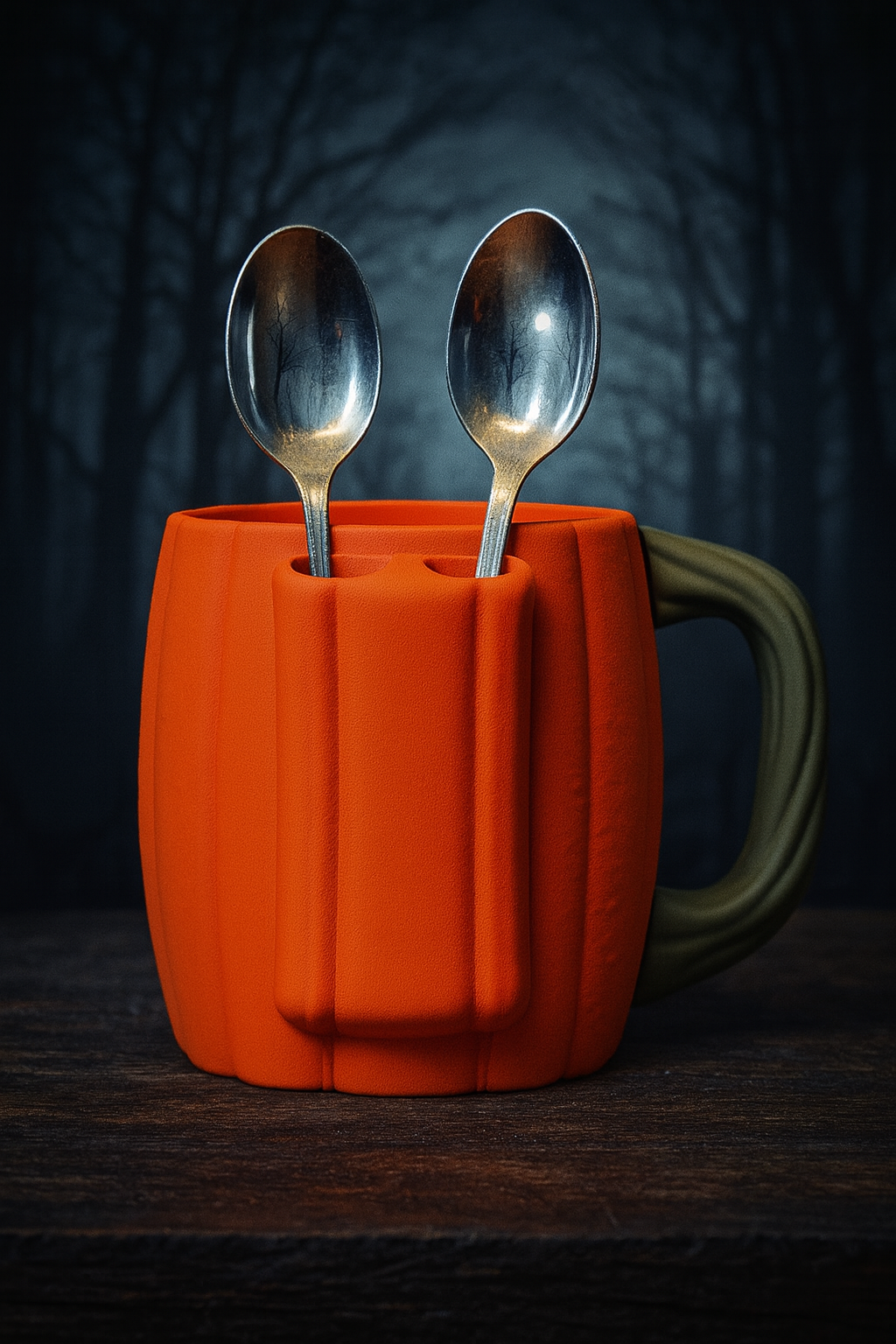 🎃 Scary Pumpkin Ice Cream Pint Holder – With Spoon Slots &amp; LED Candle Glow!