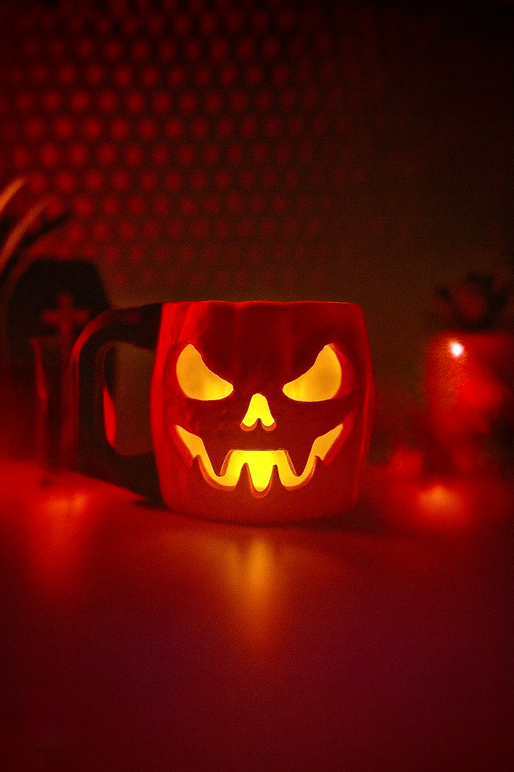 🎃 Scary Pumpkin Ice Cream Pint Holder – With Spoon Slots &amp; LED Candle Glow!