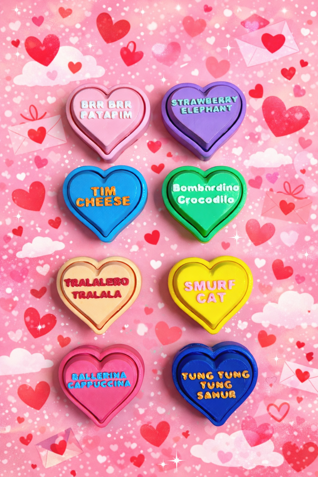 Valentine’s Day Fidget Clickers – Gen Alpha, Italian Brain Rot & Classic Conversation Hearts