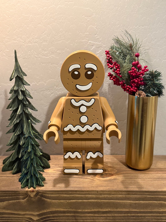 16 inch BIGFIG Gingerbread Man Statue - 3D Printed Holiday Decor, Unique Gingerbread Figurine, Sweet Christmas Decoration