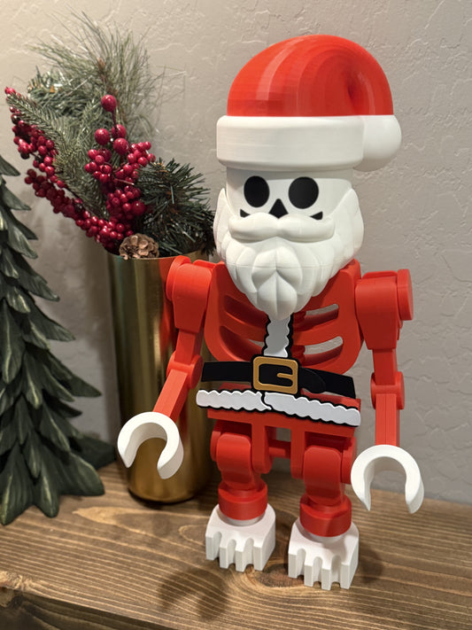 16 inch BIGFIG Santa Skeleton Statue - 3D Printed Holiday Decor, Unique Christmas Skeleton Figurine, Spooky Santa, Skeleton Christmas Gift