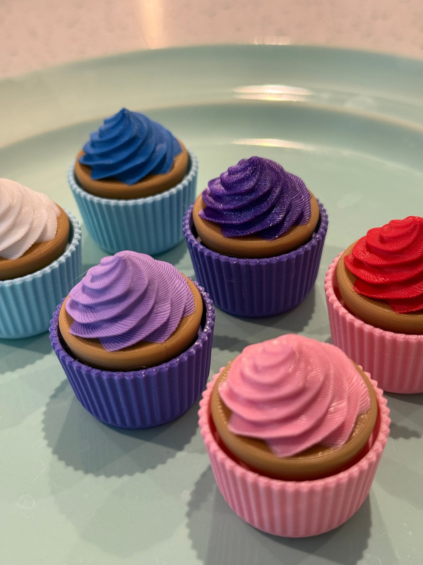 Set of 8: Mini Customizable Color Cupcake Fidget Clickers - 3D Printed Stress Relief Toys