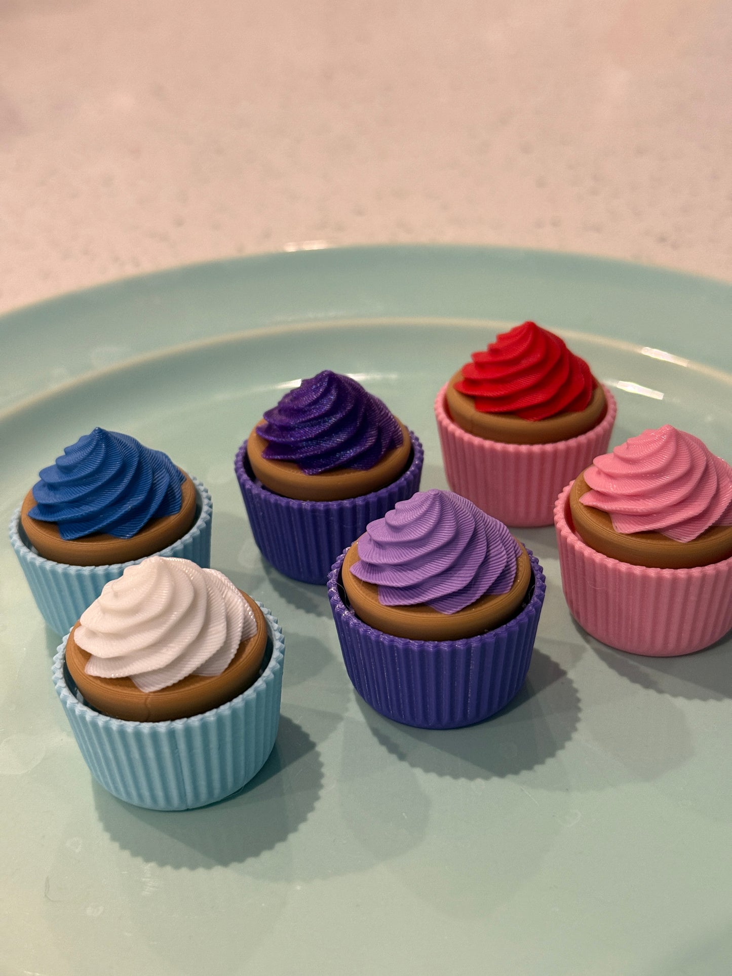Set of 8: Mini Customizable Color Cupcake Fidget Clickers - 3D Printed Stress Relief Toys