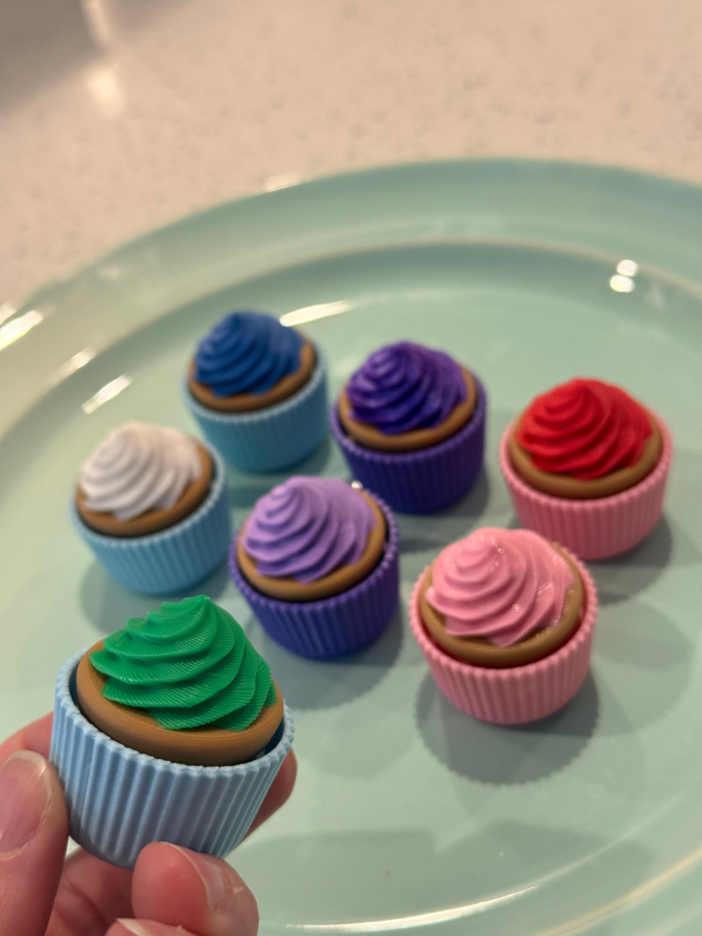Set of 8: Mini Customizable Color Cupcake Fidget Clickers - 3D Printed Stress Relief Toys
