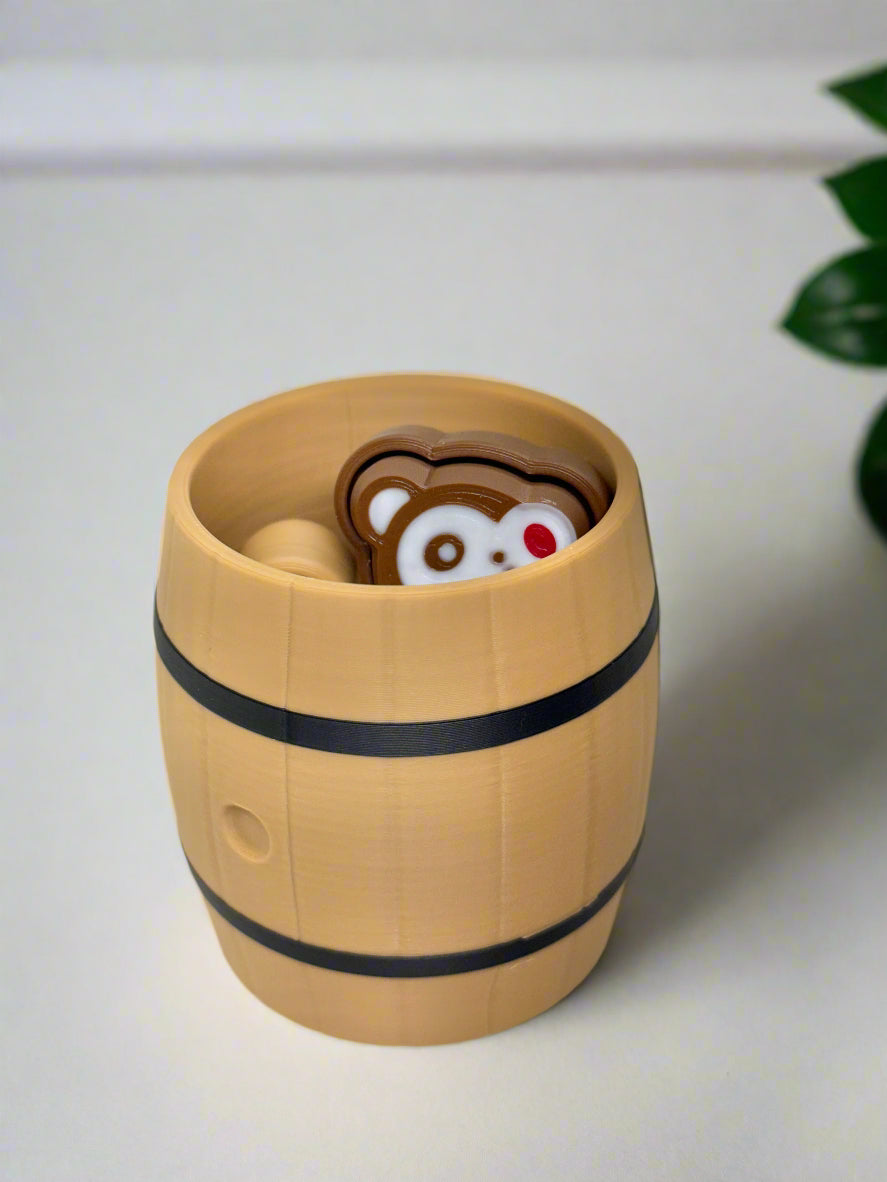 Set of 3: Monkey Fidget Clickers in a Barrel - Fun & Interactive Stress Relief Toys