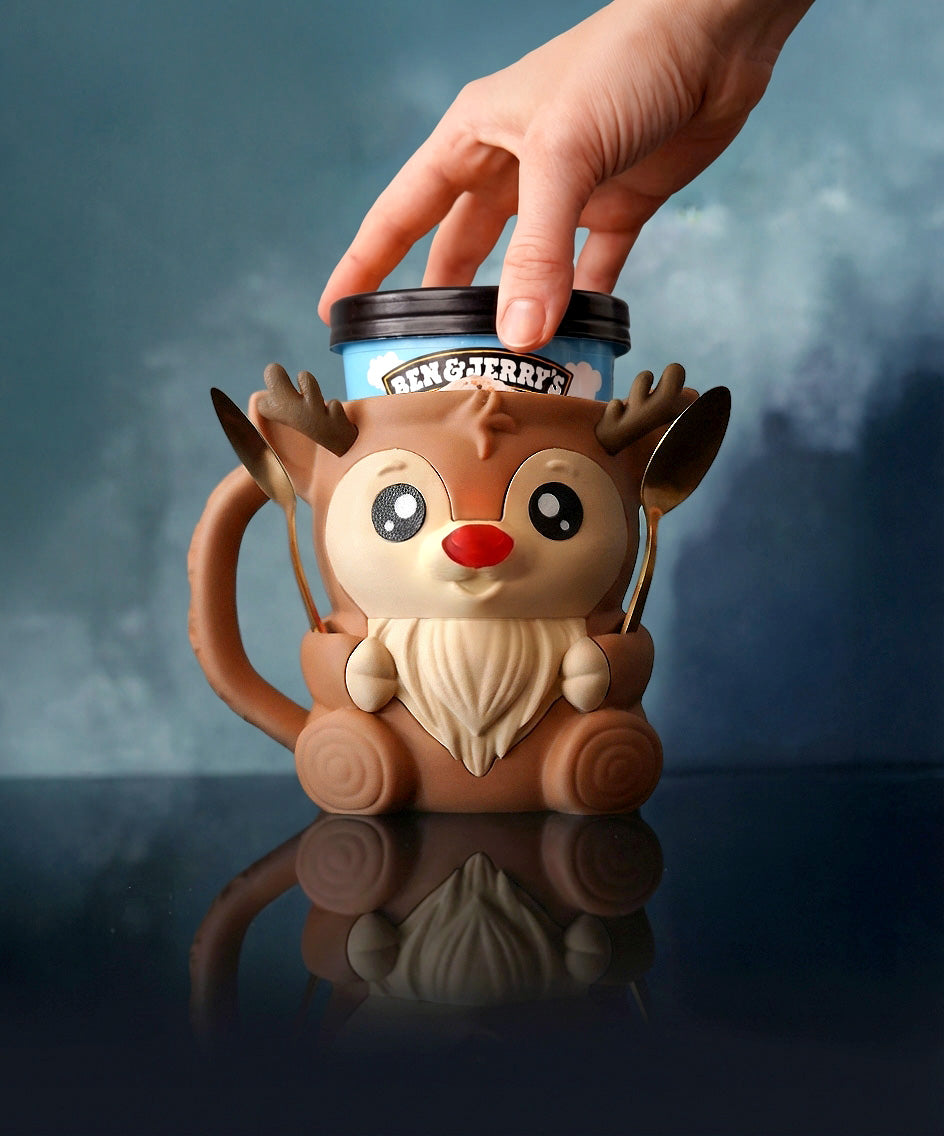 🎄 Rudy the Reindeer Ice Cream Pint Holder – 3D Printed Holiday Treat Buddy 🦌🍦