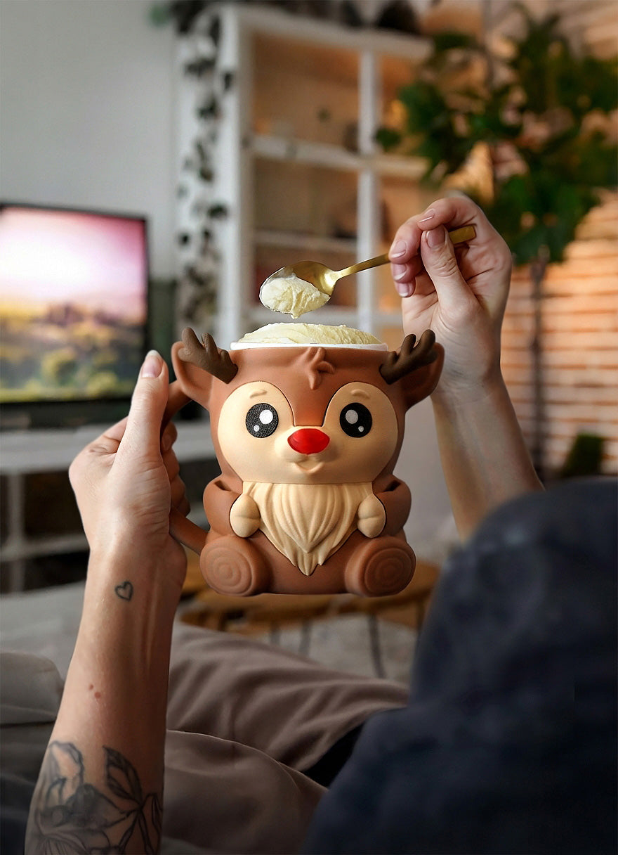 🎄 Rudy the Reindeer Ice Cream Pint Holder – 3D Printed Holiday Treat Buddy 🦌🍦
