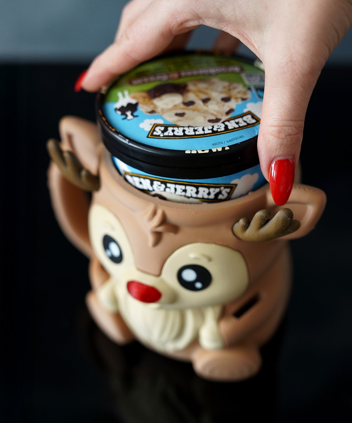 🎄 Rudy the Reindeer Ice Cream Pint Holder – 3D Printed Holiday Treat Buddy 🦌🍦