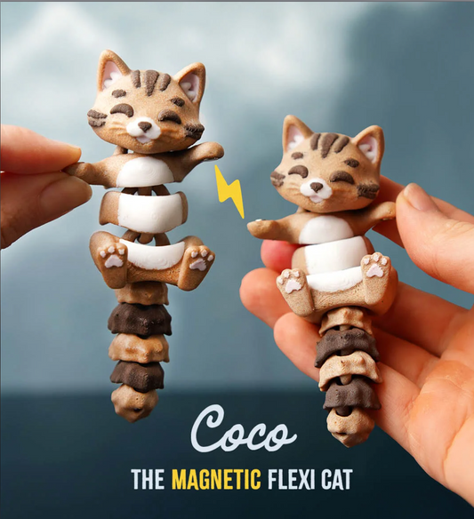 Set of 2 Coco the Flexi Cat – Your Magnetic Hand-Holding Companion! 🐱🧲❤️
