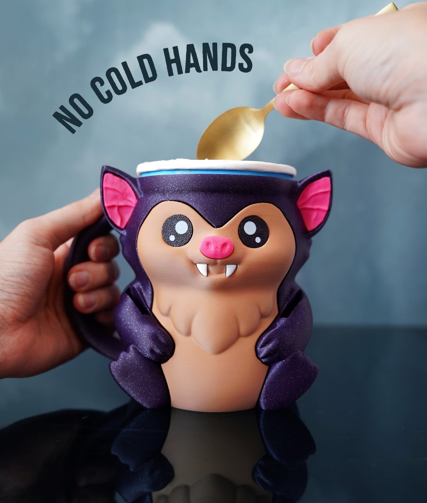 🦇 Mavis, Fang & Drac the Bat Ice Cream Pint Holders – 3D Printed Trio with Spoon Slots + Secret Snack Drawer! 🍦🩸