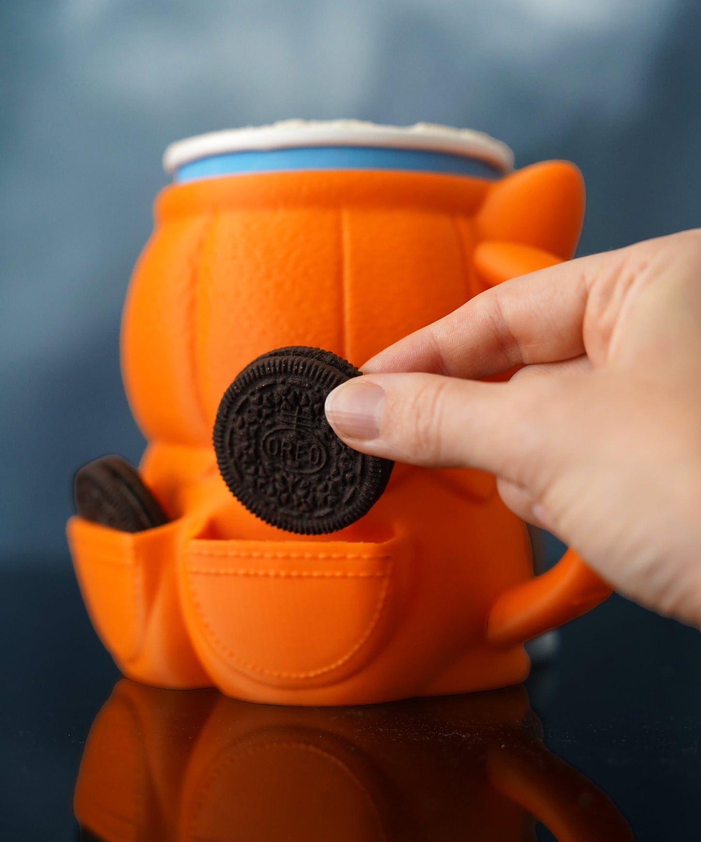 🎃🐶 Kevin the Corgi Pumpkin Ice Cream Pint Holder – With Spoon Slots & Cookie Pockets!