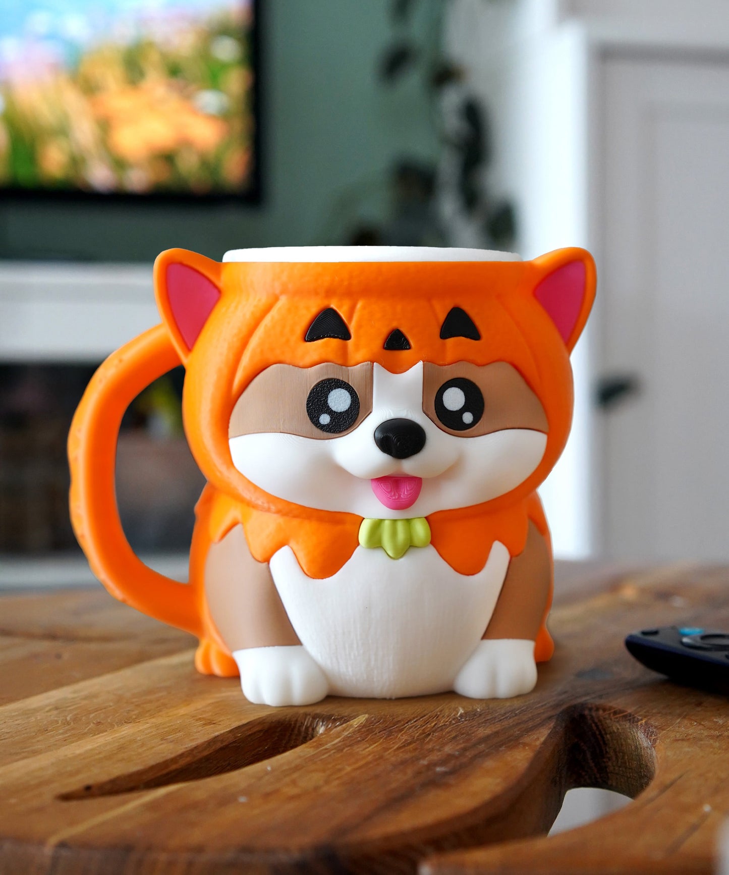 🎃🐶 Kevin the Corgi Pumpkin Ice Cream Pint Holder – With Spoon Slots & Cookie Pockets!