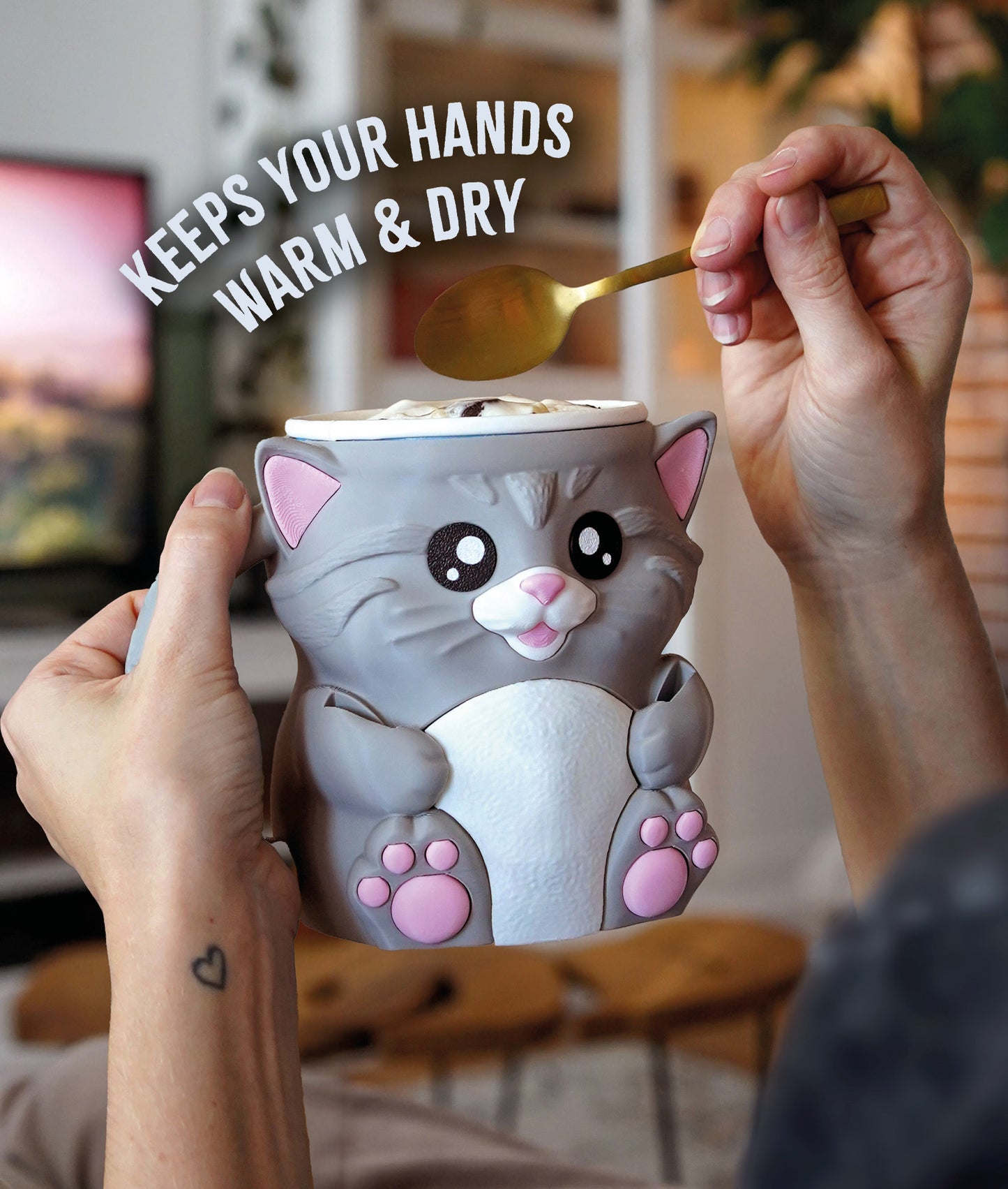 🐱 Cuddles and Shadow the Cat Ice Cream Pint Holder – 3D Printed Sweet & Spooky Duo with Spoon Slots + Secret Snack Drawer! 🍨