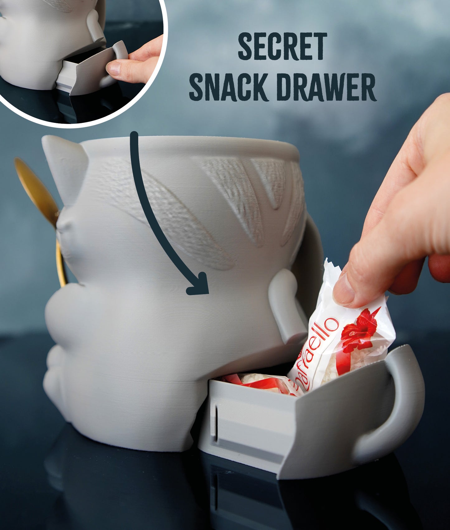 🐱 Cuddles and Shadow the Cat Ice Cream Pint Holder – 3D Printed Sweet & Spooky Duo with Spoon Slots + Secret Snack Drawer! 🍨