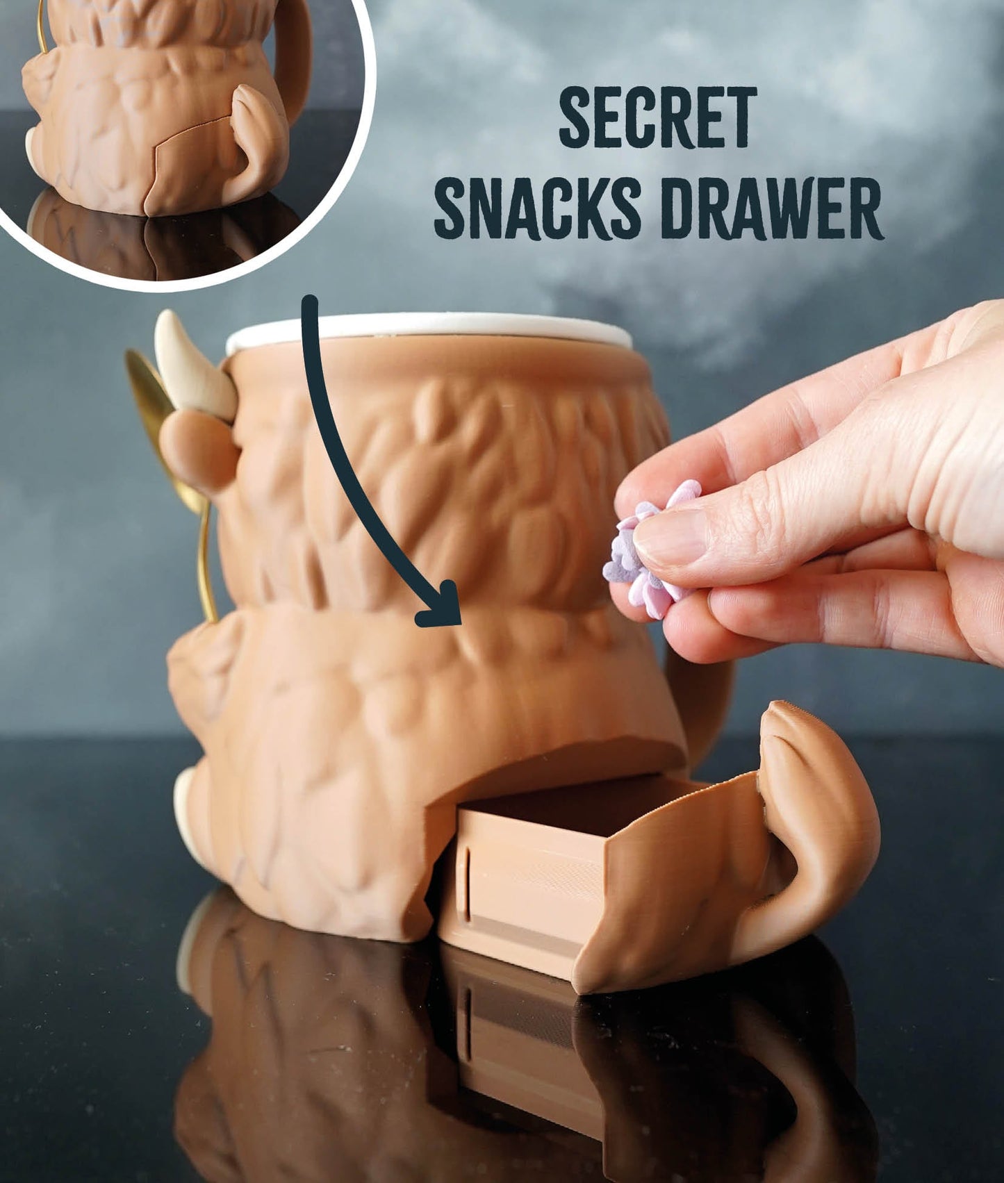 🐮 Ferdinand, the Highland Cow Ice Cream Pint Holder – 3D Printed Cutie with Spoon Slots & Secret Snack Drawer! 🍨