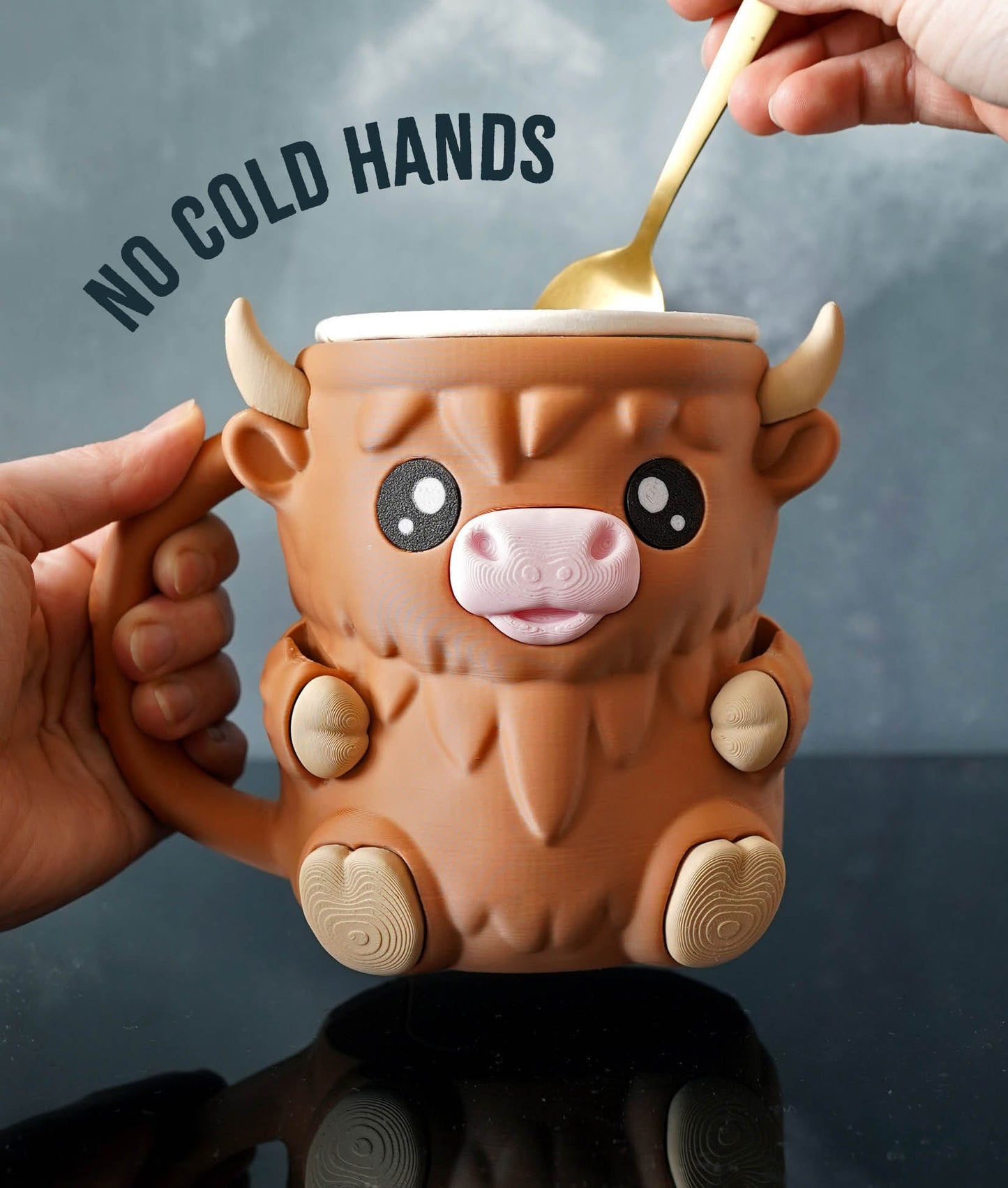🐮 Ferdinand, the Highland Cow Ice Cream Pint Holder – 3D Printed Cutie with Spoon Slots & Secret Snack Drawer! 🍨