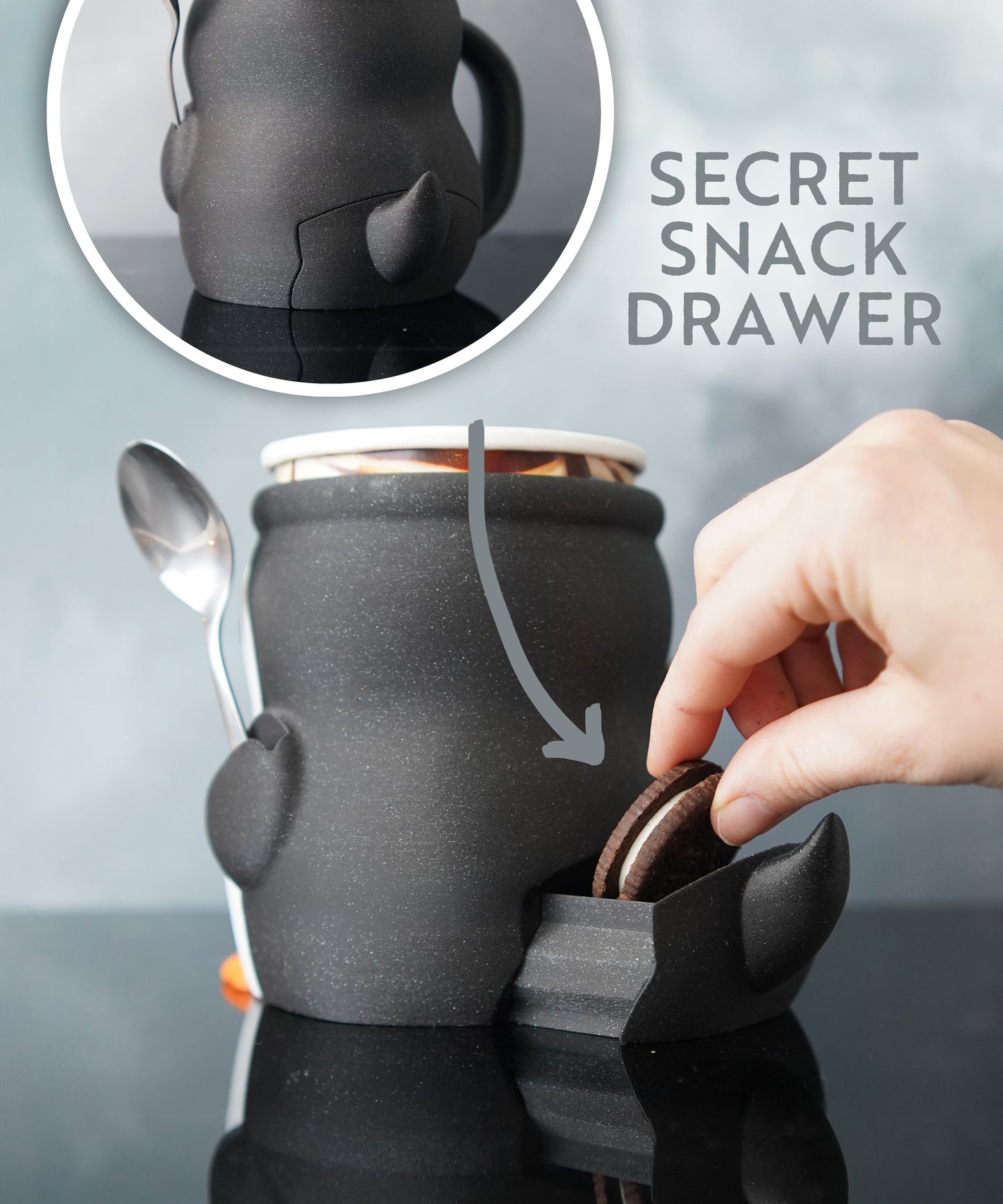 Penguin-Shaped 3D Printed Ice Cream Pint Holder – With Spoon Slots & Cookie Drawer!