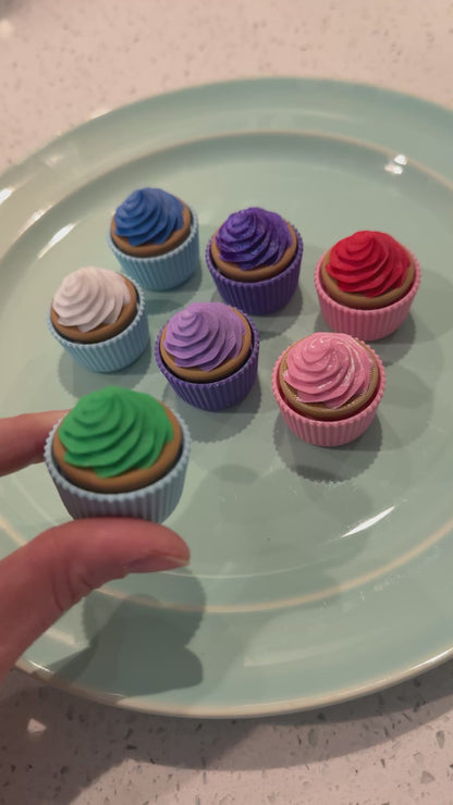 Set of 8: Mini Customizable Color Cupcake Fidget Clickers - 3D Printed Stress Relief Toys